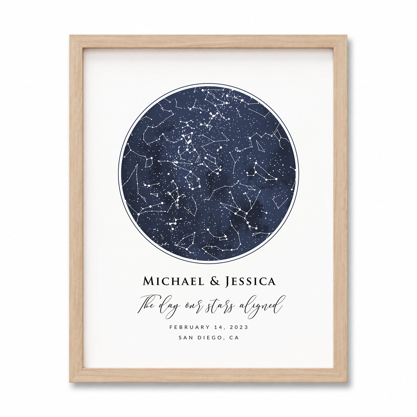 bmd-variant-preview::navy circle - one starmap::11x14::framed print