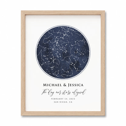 bmd-variant-preview::navy circle - one starmap::11x14::framed print
