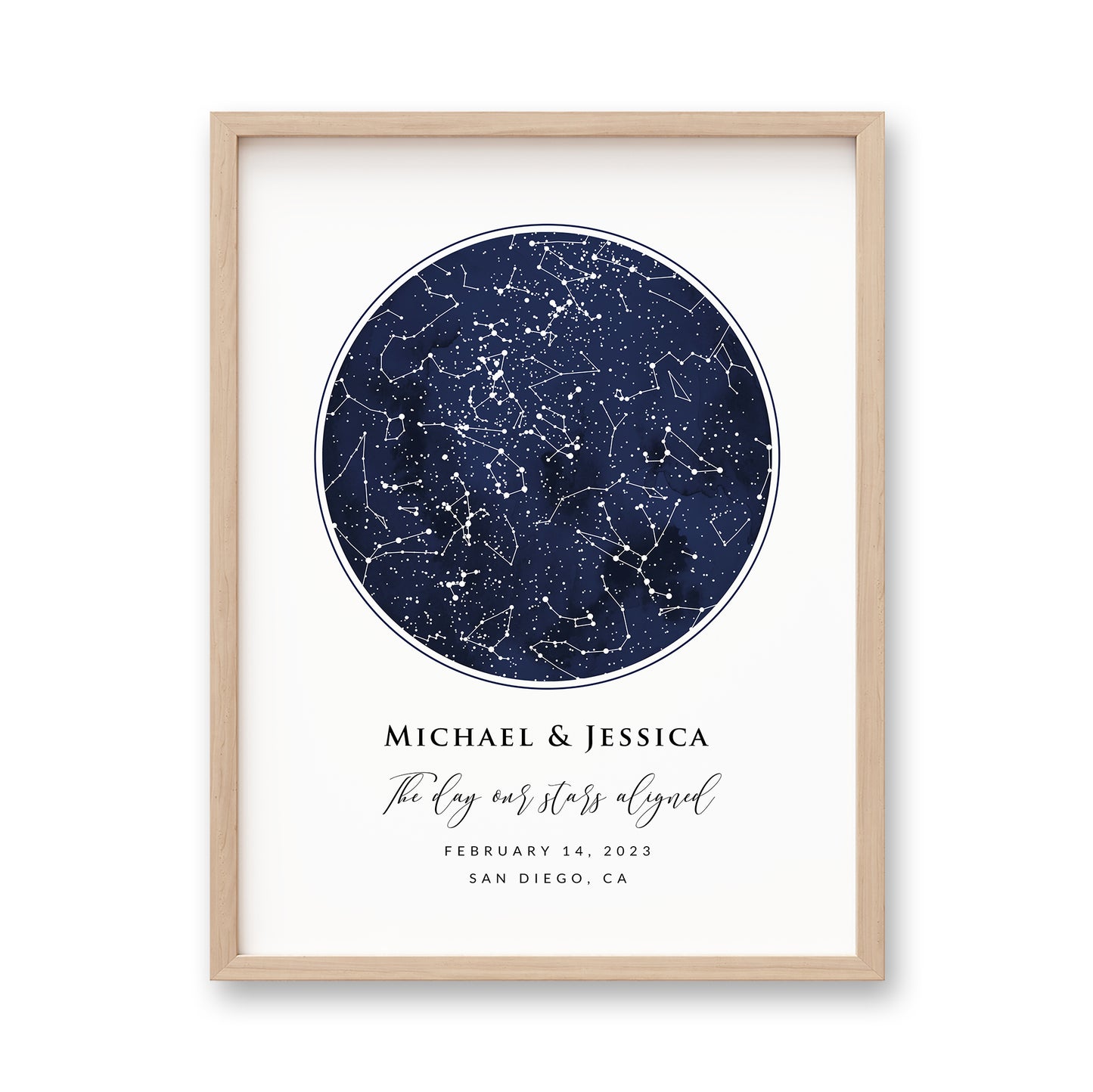 bmd-variant-preview::navy circle - one starmap::12x16::framed print