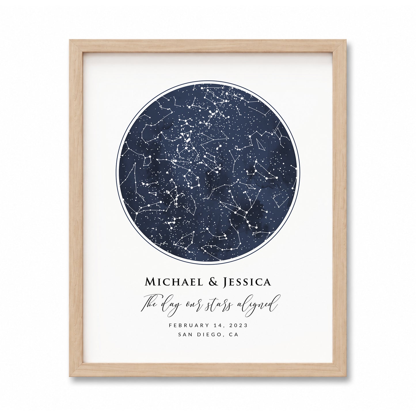 bmd-variant-preview::navy circle - one starmap::8x10::framed print