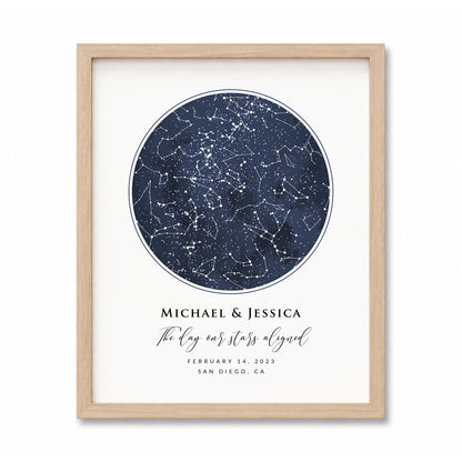 bmd-variant-preview::navy circle - one starmap::8x10::framed print
