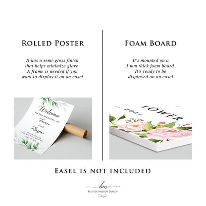 Personalized Peach Theme Bridal Shower Welcome Sign, Customized Bridal Luncheon Baby Shower Baptism Celebration Welcome Poster Board Canvas